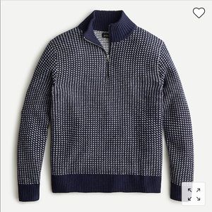 NWT J. Crew Rugged merino wool birdseye half-zip sweater